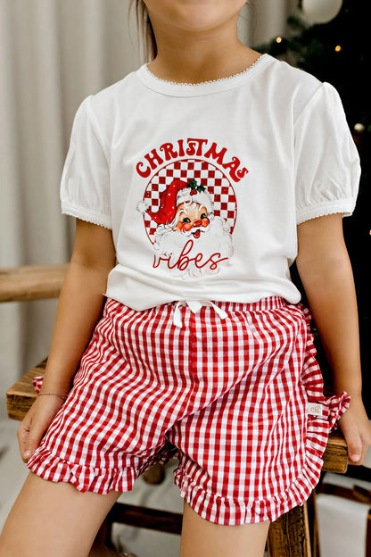 Confetti Kidz - Red Plaid Ruffle Shorts