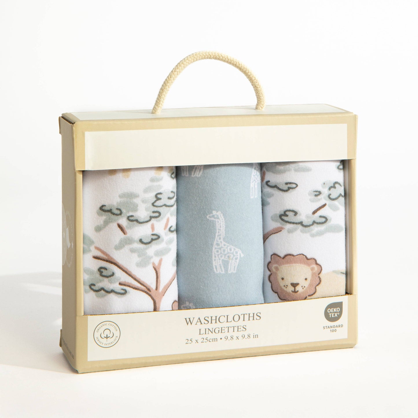 Living Textiles - 3 Pack Wash Cloths - Wild Safari