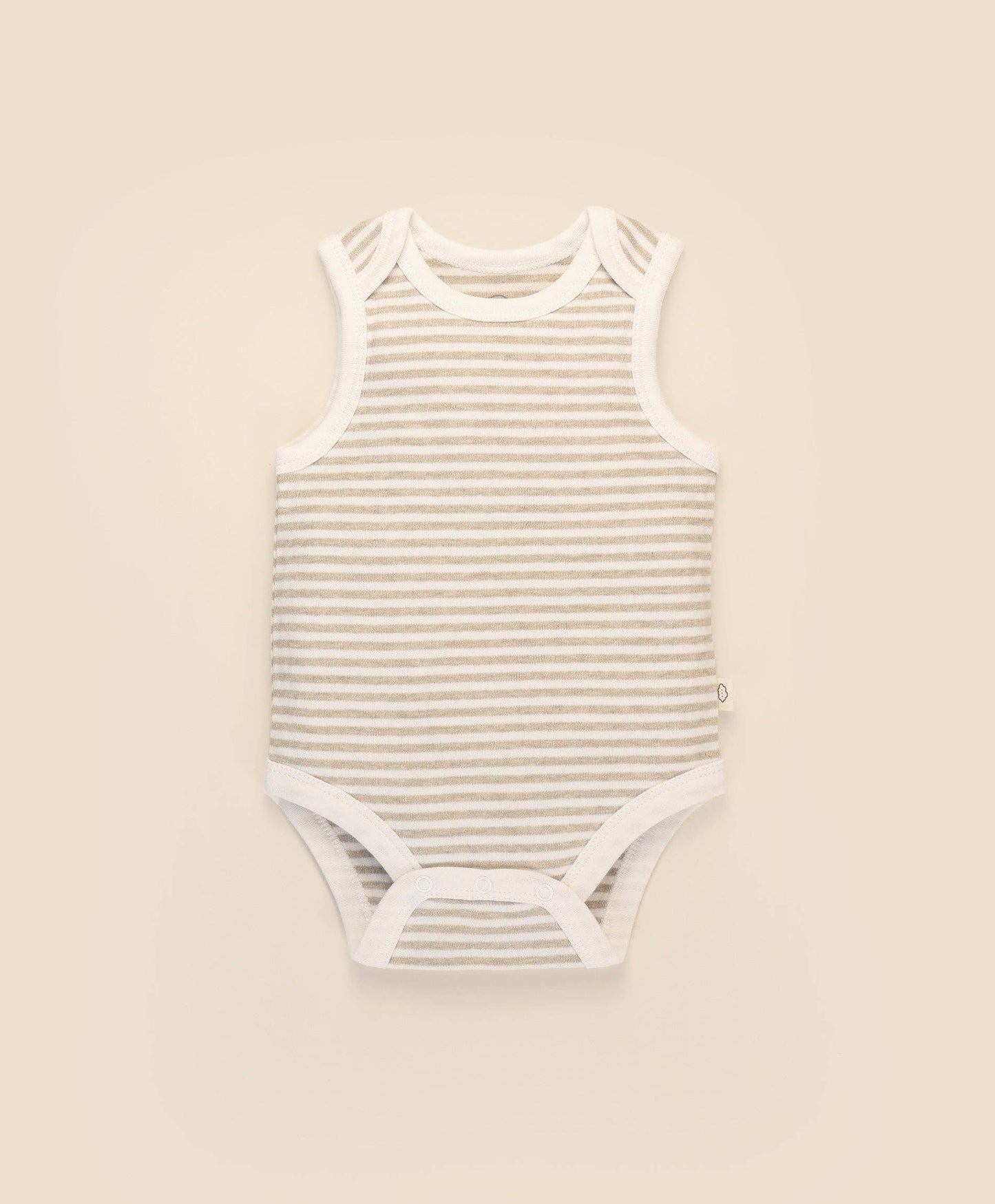 Lūmmi in Colour Babywear - Organic Cotton Singlet Bodysuit - Oat Stripes
