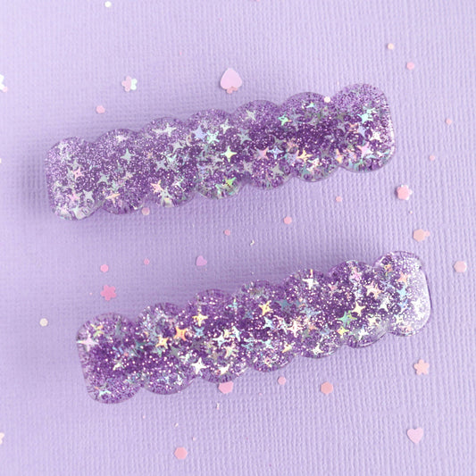 Purple Sparkle Glitter Clips