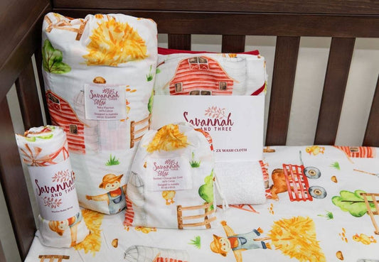 Savannah and Three - Farmyard Friends Muslin Wrap