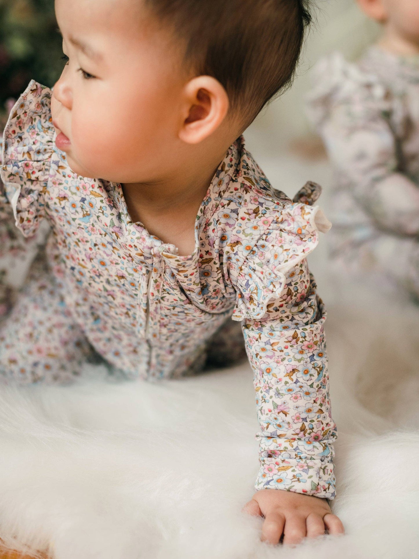 'Forget-me-nots' Precious Frill Coverall Onesie - Snow