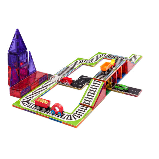 Learn & Grow Toys - Magnetic Tile Topper - Train Pack (36 Pi