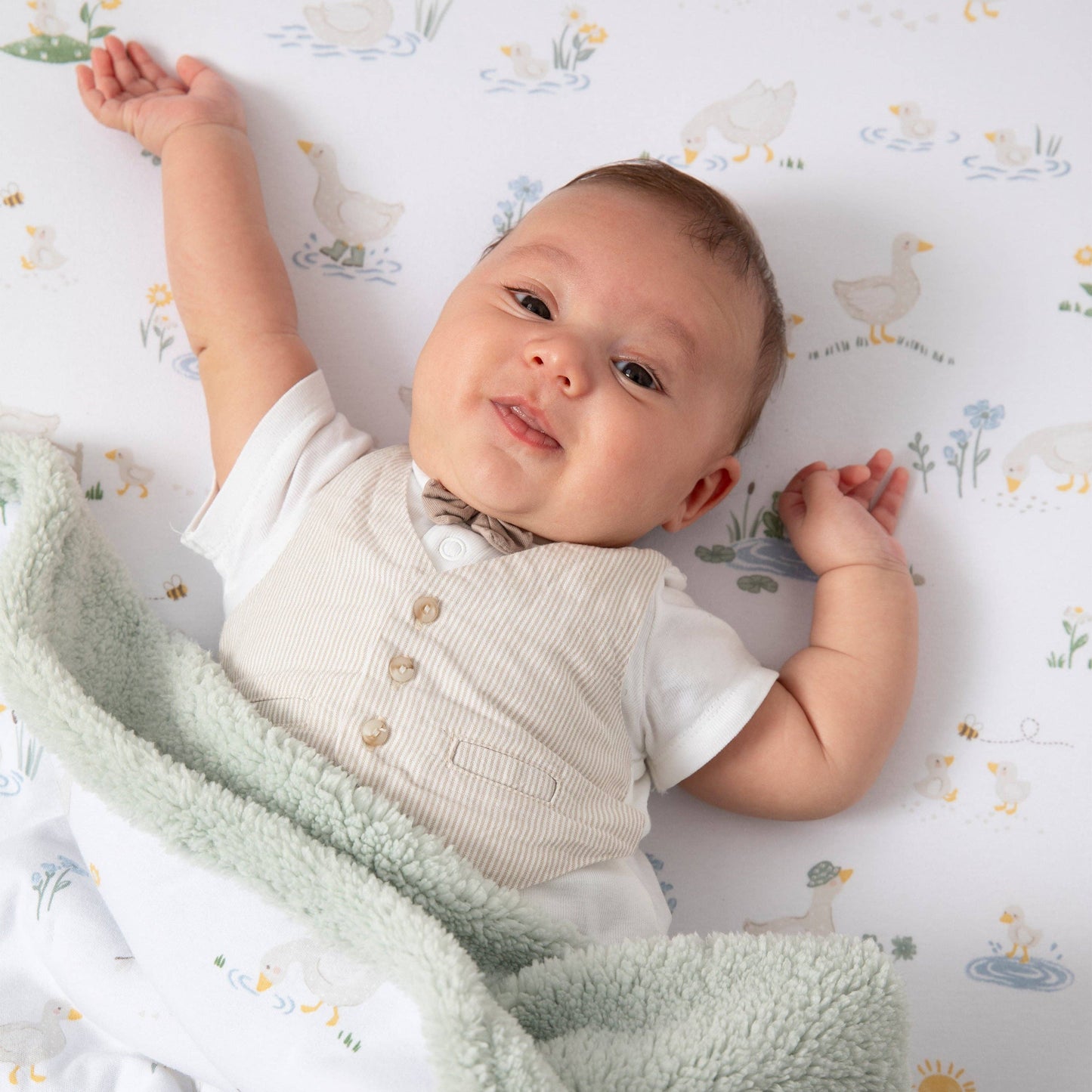 Living Textiles - Organic Jersey Sherpa Blanket - Goosey Goosey