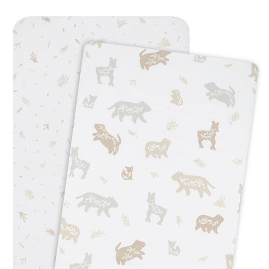 Living Textiles - 2-pack Bedside Bassinet Fitted Sheets - Bosco Bear