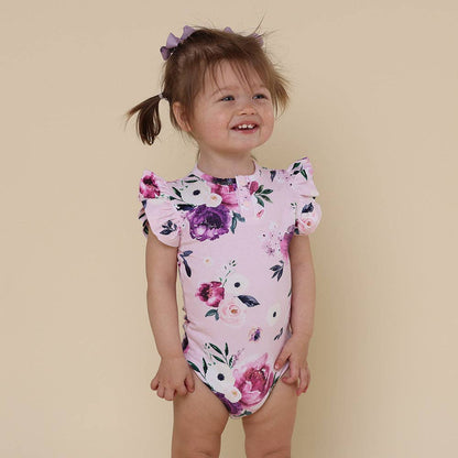 Snuggle Hunny - Floral Kiss Short Sleeve Organic Bodysuit with Frill
