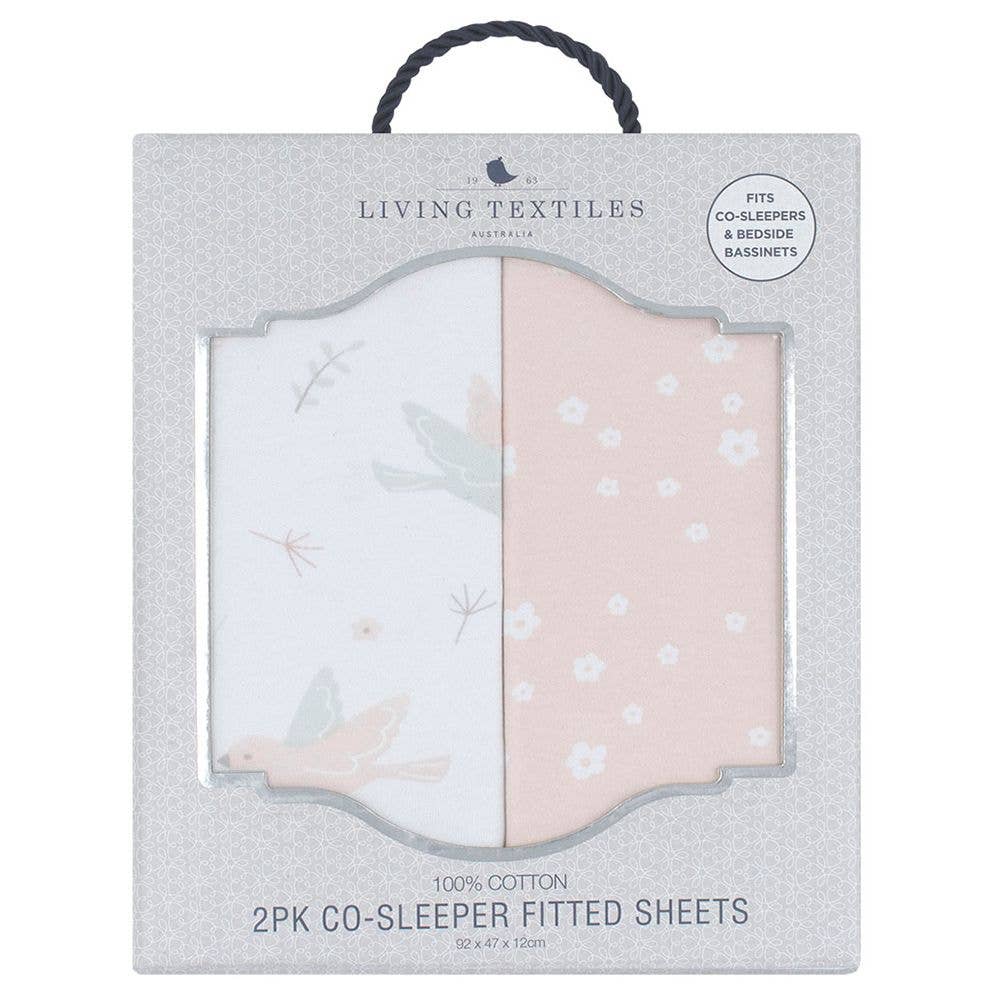 Living Textiles - 2pk Bedside Co-Sleeper Fitted Bassinet Sheets - Ava/Floral