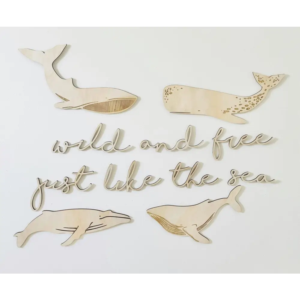 Timber Tinkers - Large Whale Decals Natural Wood