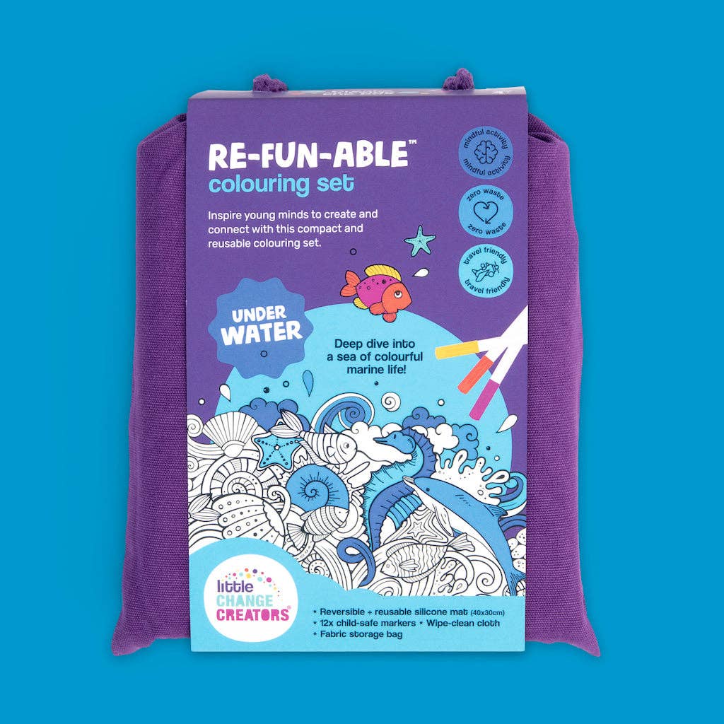 Little Change Creators - UNDERWATER | Wipeable Colouring Mat + Pens Set