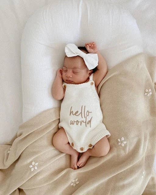 Petite + Co - HELLO WORLD - CLASSIC ROMPER | MILK