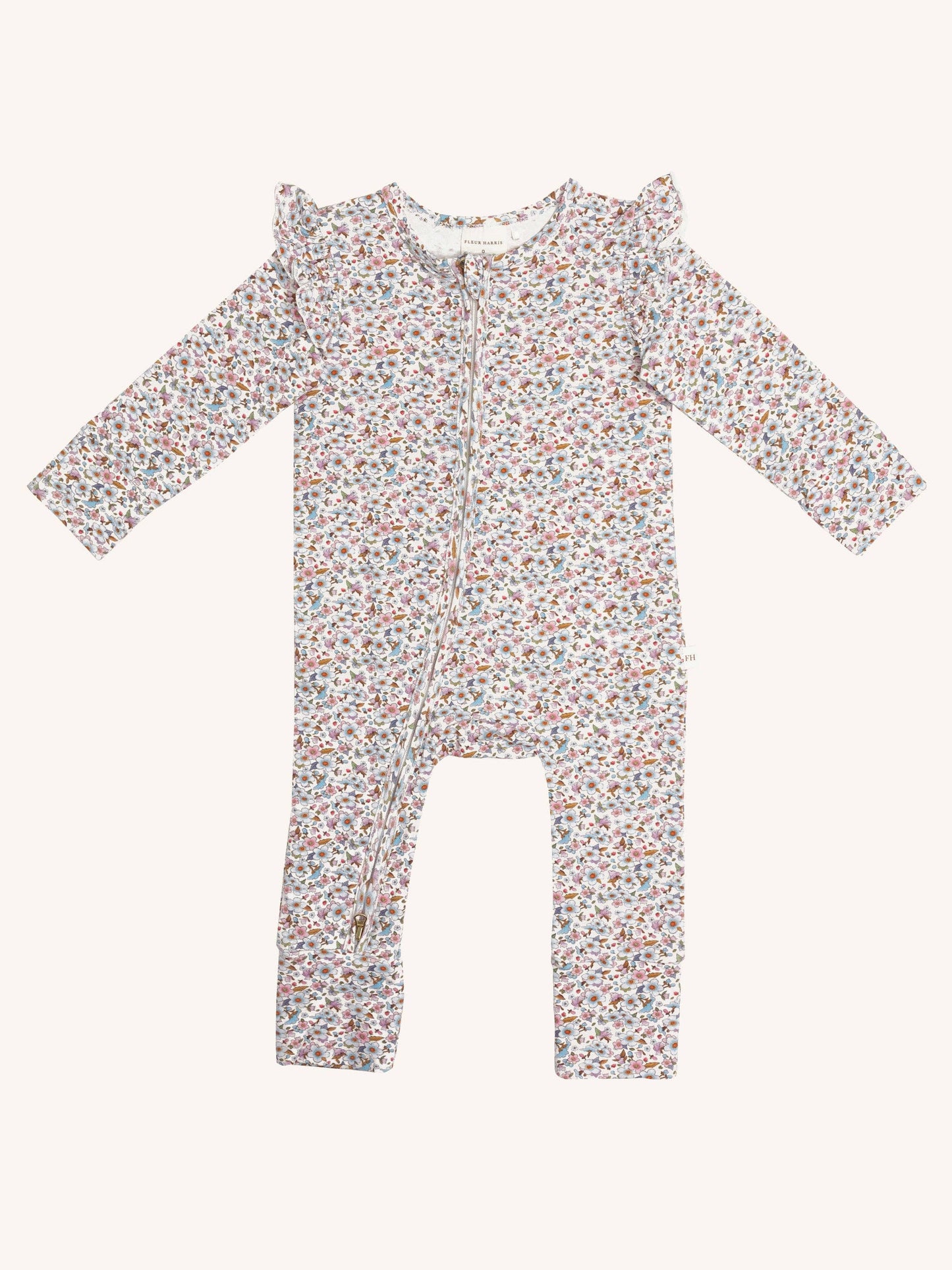 'Forget-me-nots' Precious Frill Coverall Onesie - Snow