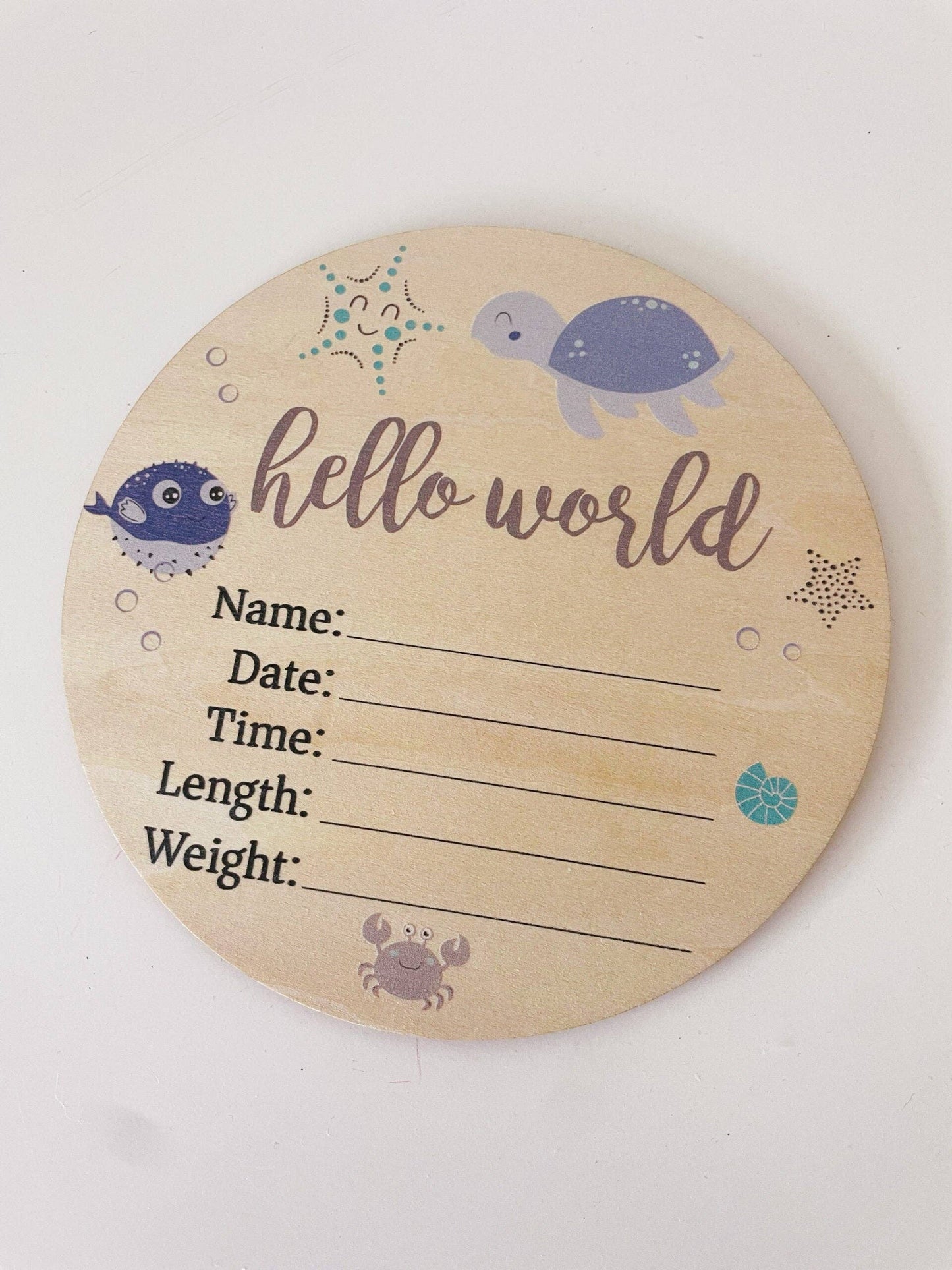Timber Tinkers - Sea Animals Wooden Birth Disc