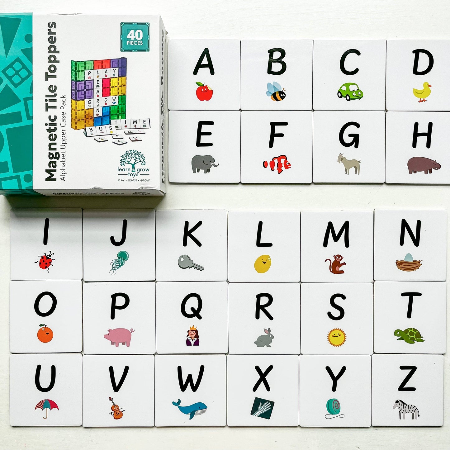 Learn and Grow Toys - Learn & Grow Magnetic Tile Topper - Alphabet Upper Case Pack