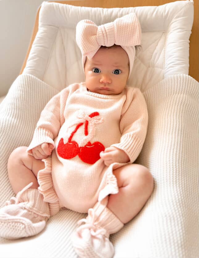 Petite + Co - CHERRY BOW FRILL ROMPER