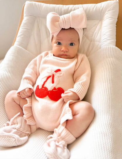Petite + Co - CHERRY BOW FRILL ROMPER