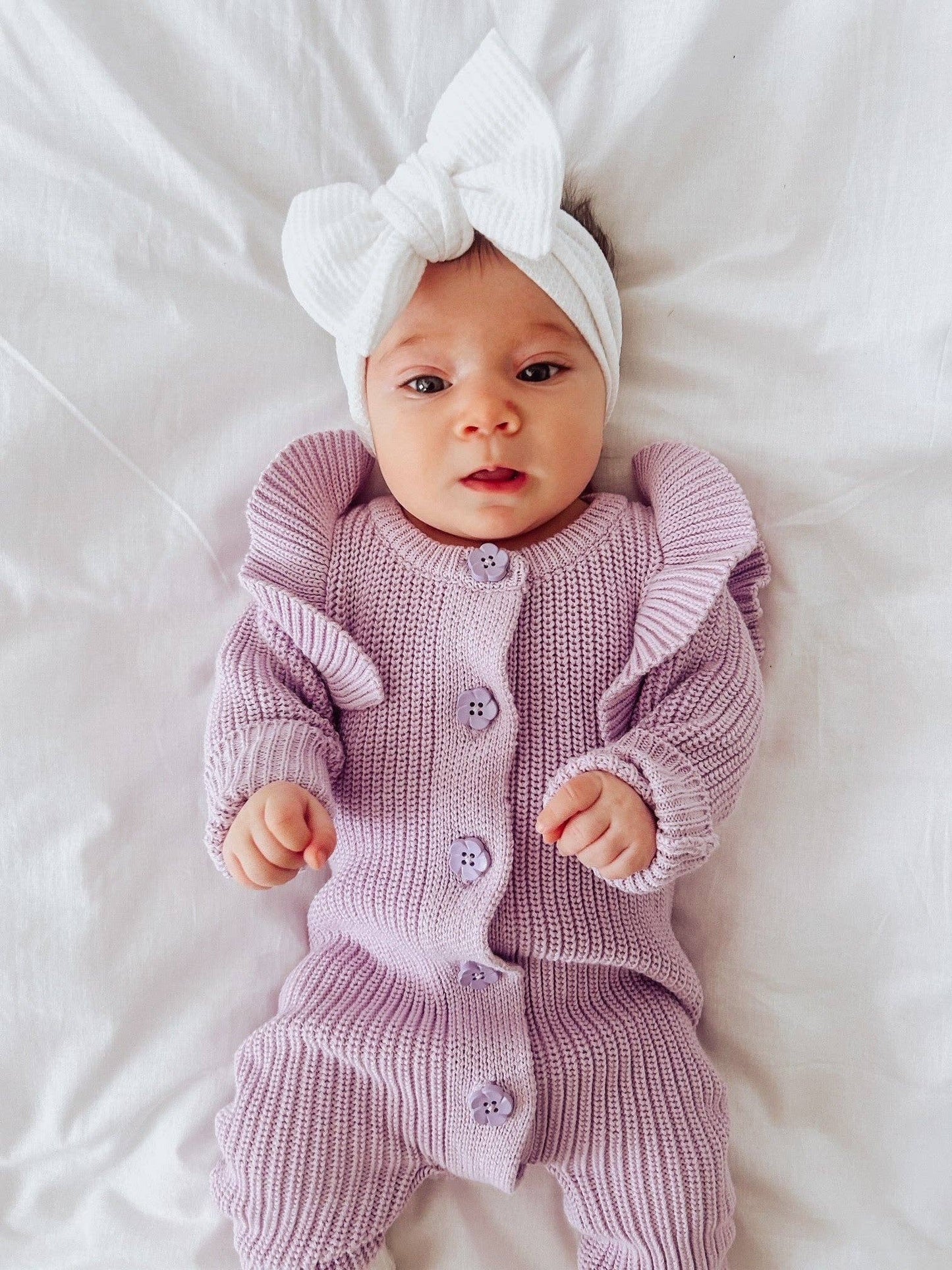 Petite + Co - LONG FLUTTER RIBBED ROMPER | ORCHID