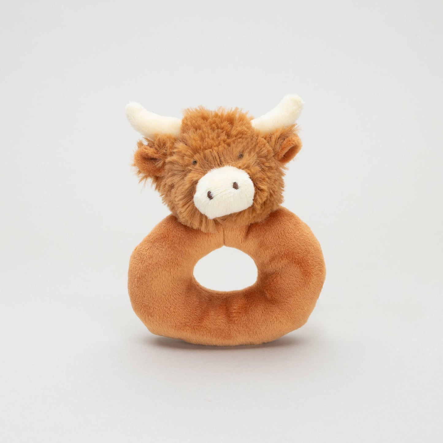 Horny Highland Brown Cow Baby Plush Rattle - 10CM