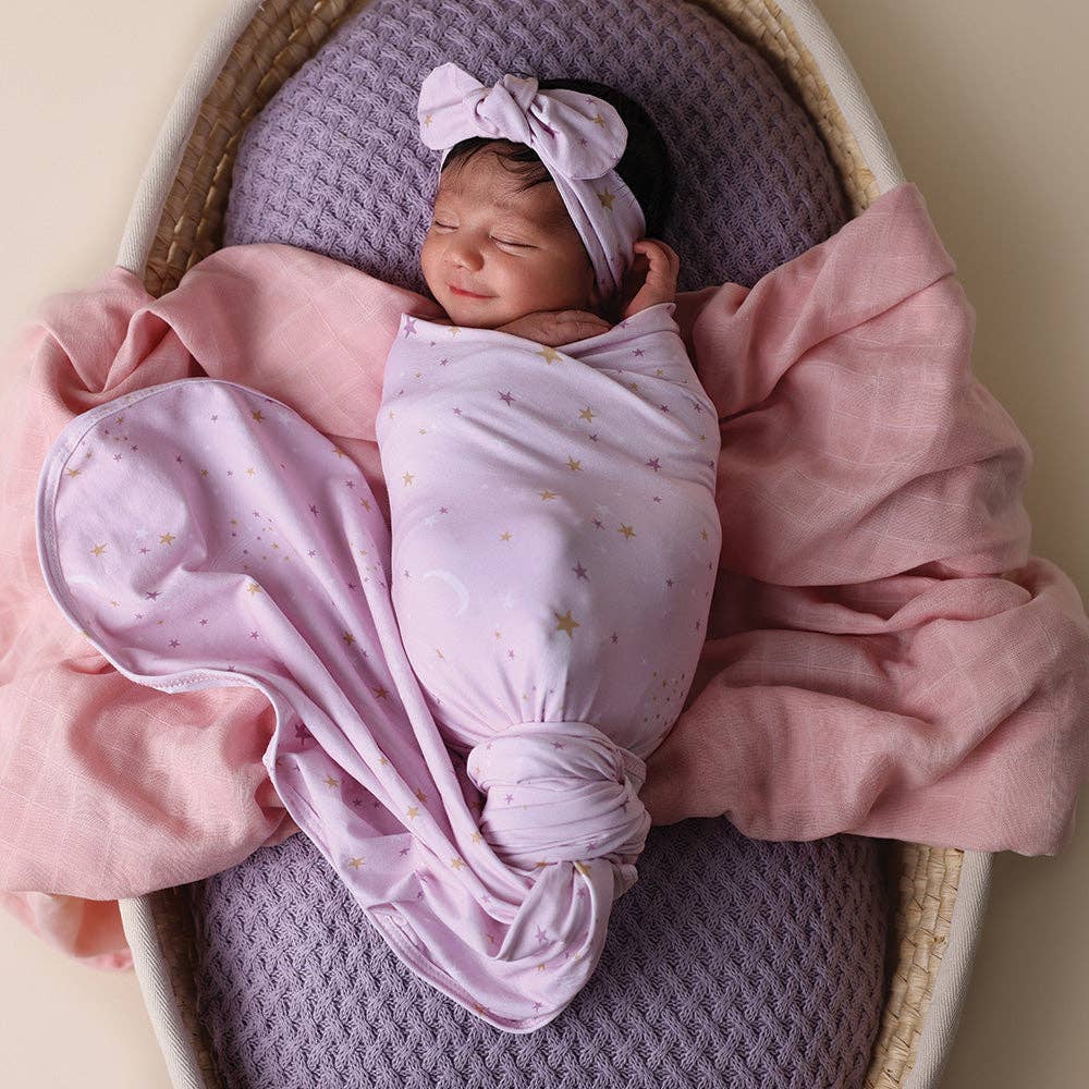 Snuggle Hunny - Twinkle Organic Jersey Wrap & Topknot Set