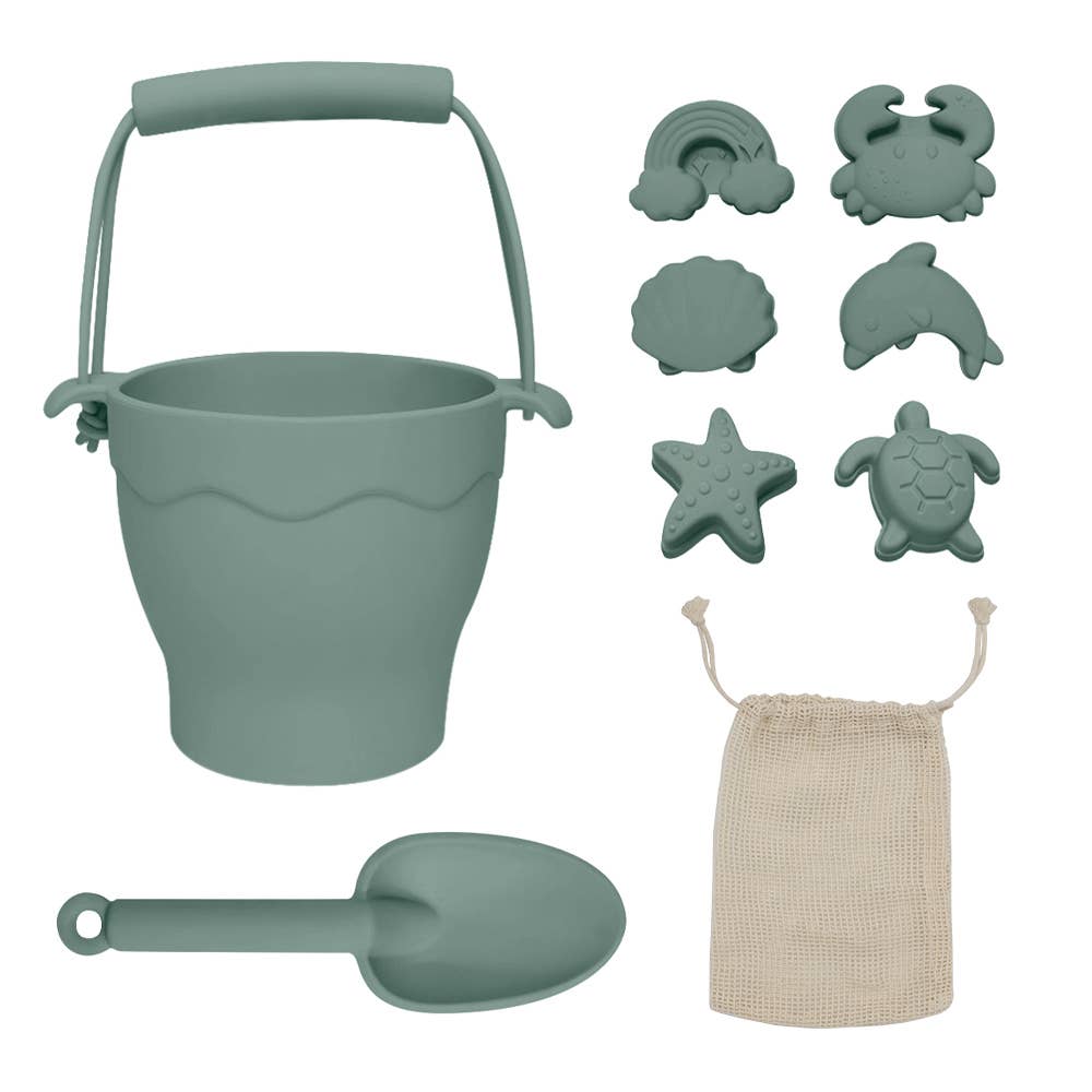 Living Textiles - Silicone 8pc Bucket & Spade Set - Sage