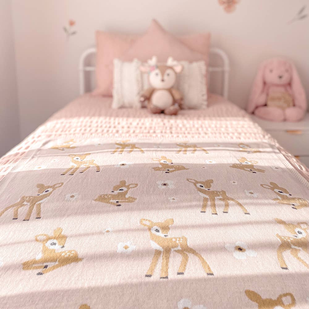 Living Textiles - 100% Cotton Knit Baby Blanket - Fawn