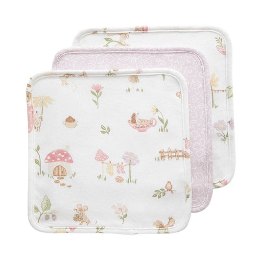 Living Textiles - Organic Wash Cloths 3 Pack - Whimsical Wonderland