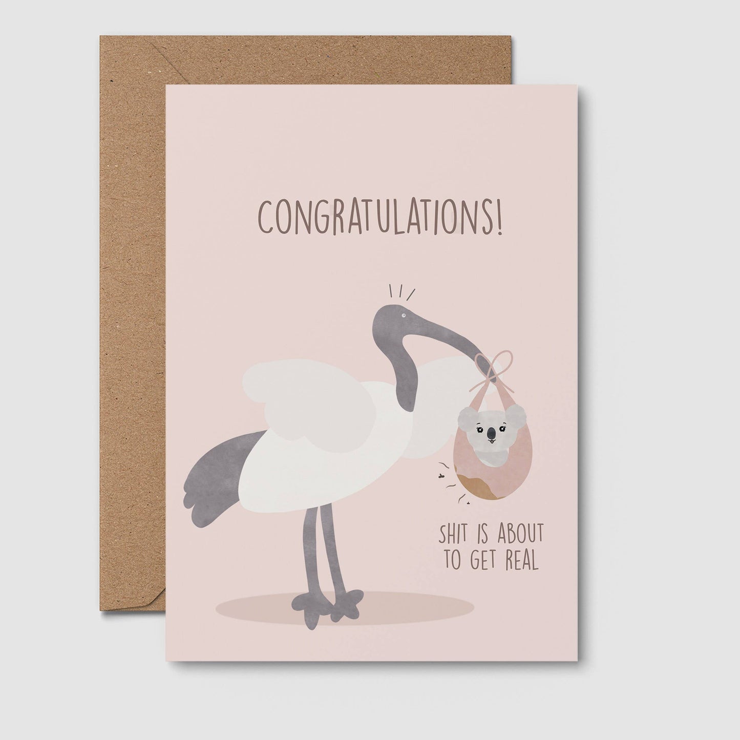 From Rosalie - Sh**s about to get real: Funny baby shower card pink