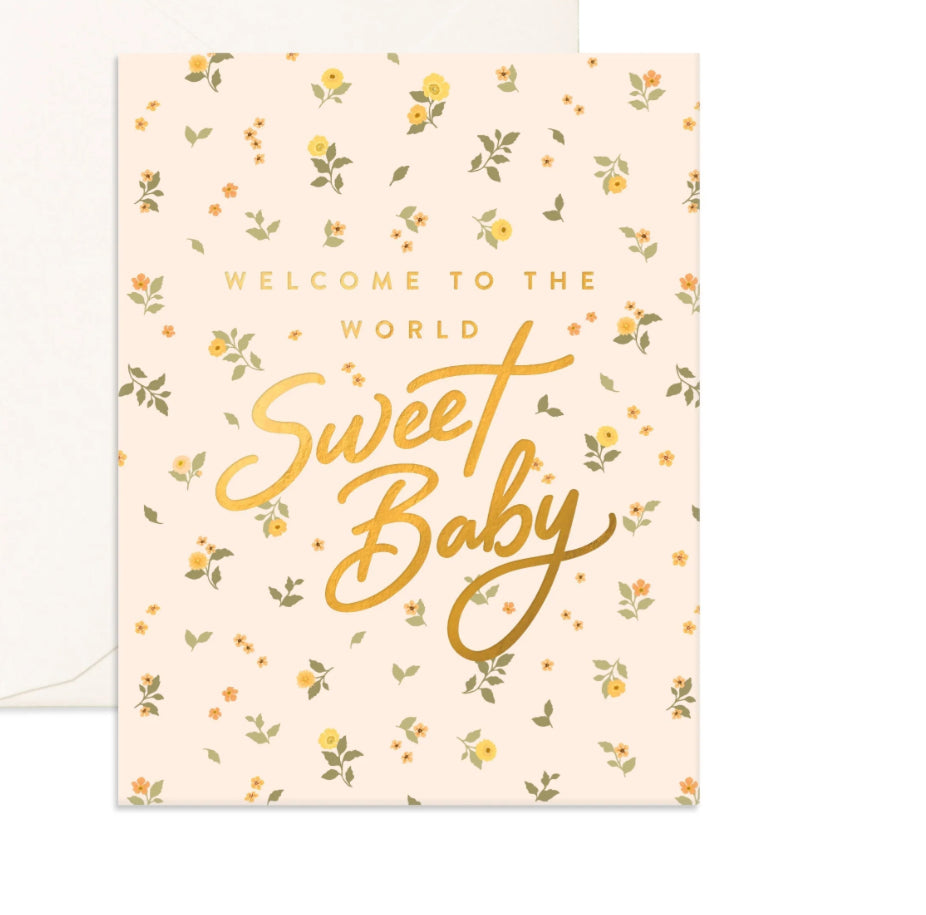 Fox & Fallow - Welcome Sweet Baby Broderie Greeting Card