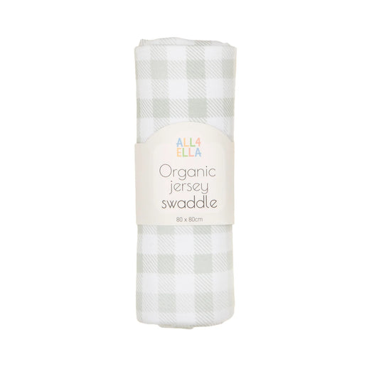 All4Ella - Jersey Swaddle - Gingham Sage