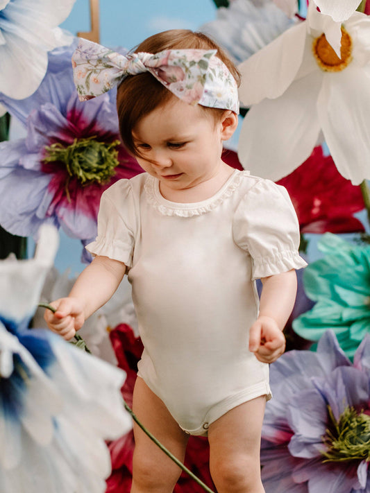 Fleur Harris - Petite Frill Short Sleeve Bodysuit - Snow