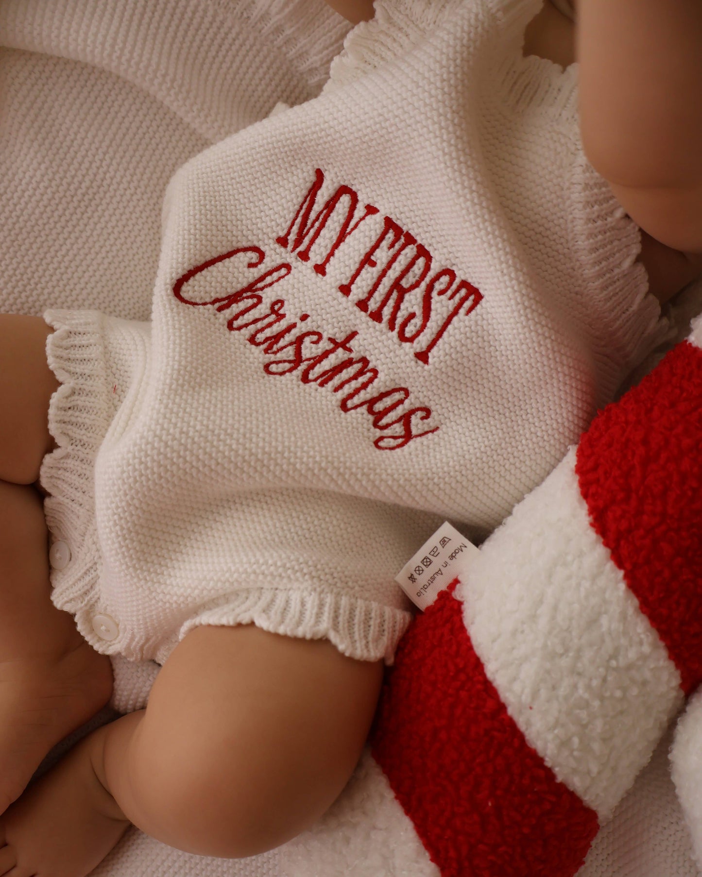 Elke & Indigo - My First Christmas Romper - Scallop Edge