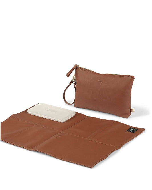 OiOi - Nappy Changing Pouch - Chestnut Brown Vegan Leather