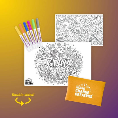 Little Change Creators - G’DAY! Pocket Reusable Colouring In Set | Australian Gift