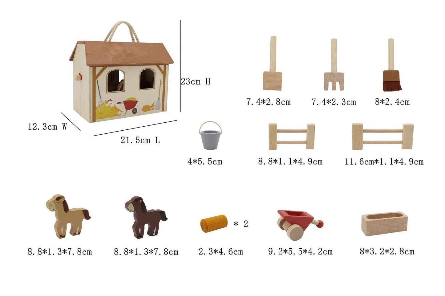 ToysLink - Wooden Horse Stable Play Set