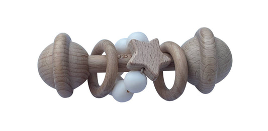 OB Designs Australia - White | Wooden Rattle Toy