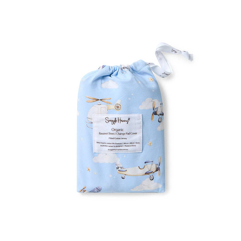 Snuggle Hunny - Taking Flight Organic Bassinet Sheet / Change Pad Cover