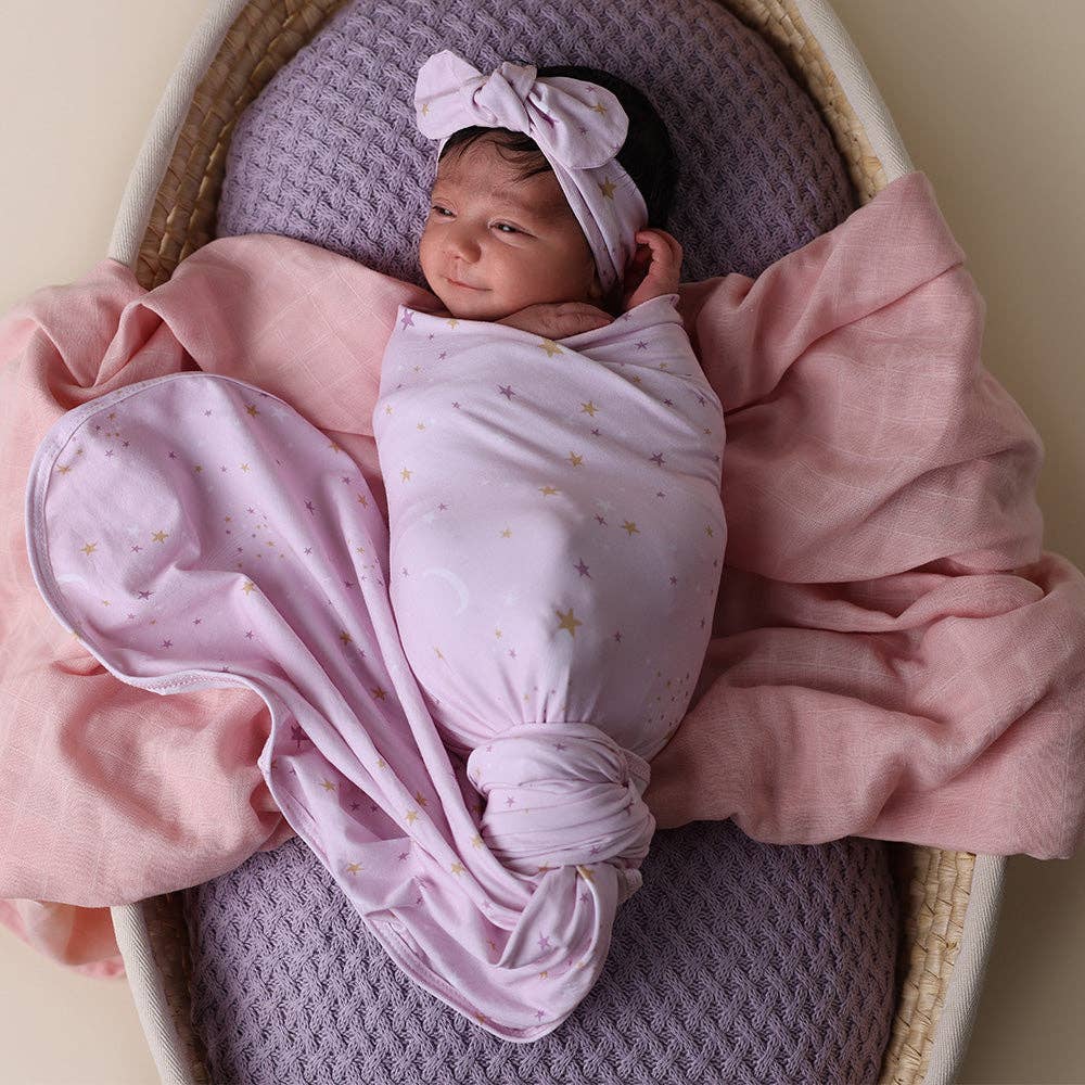 Snuggle Hunny - Twinkle Organic Jersey Wrap & Topknot Set