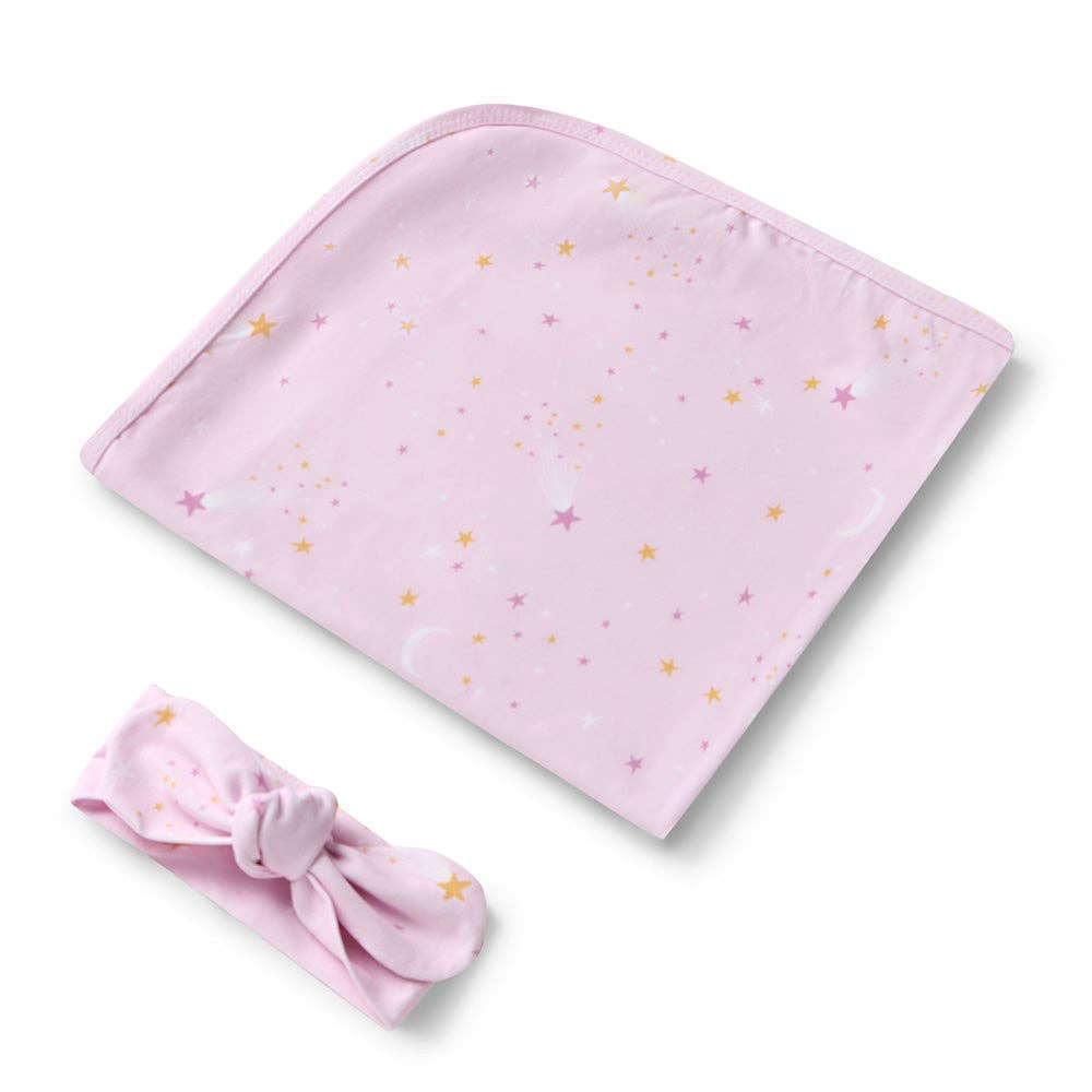 Snuggle Hunny - Twinkle Organic Jersey Wrap & Topknot Set