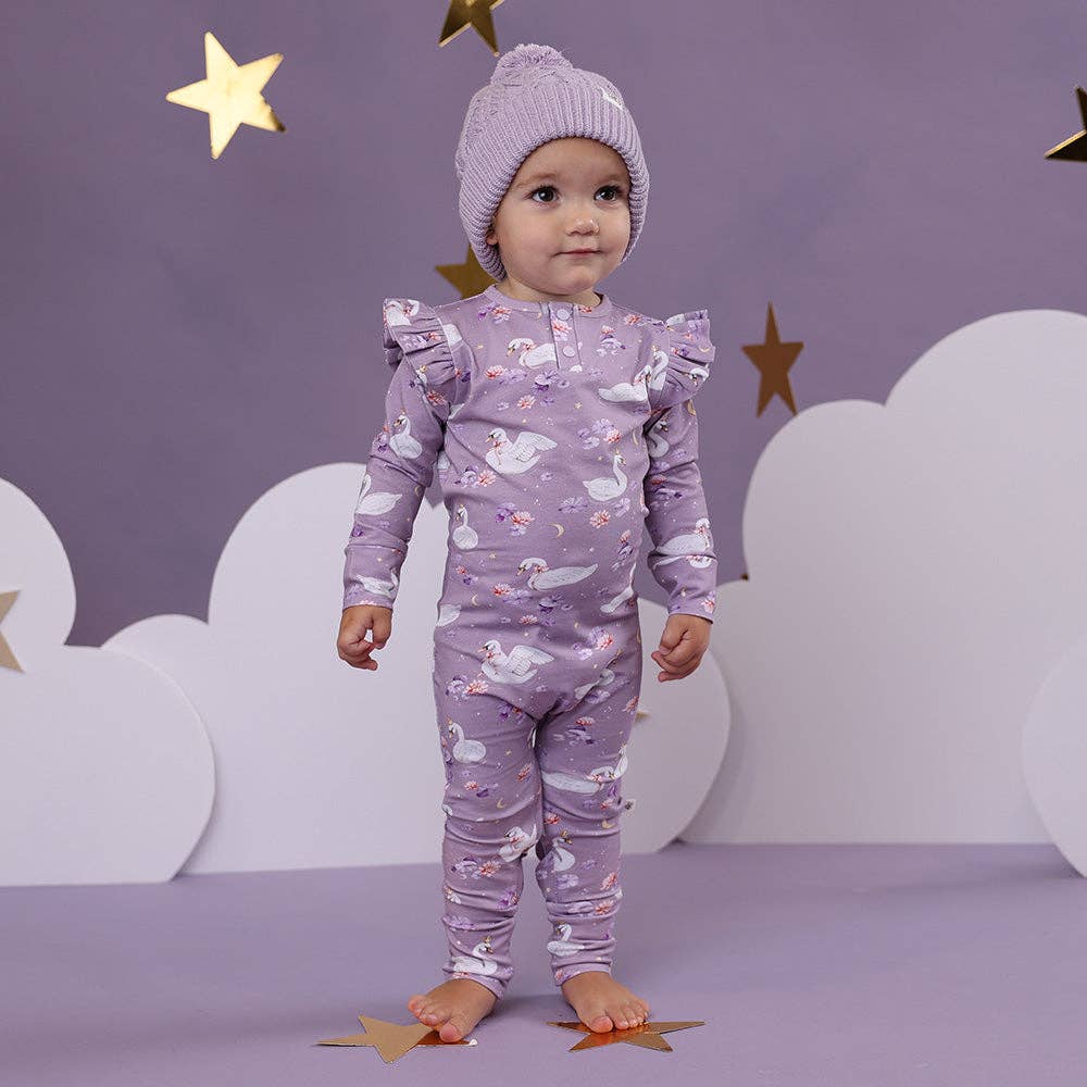 Snuggle Hunny - Swan Lake Organic Growsuit with Frill