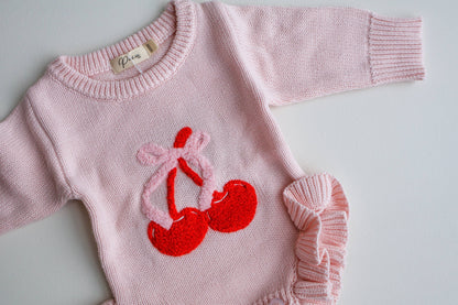 Petite + Co - CHERRY BOW FRILL ROMPER