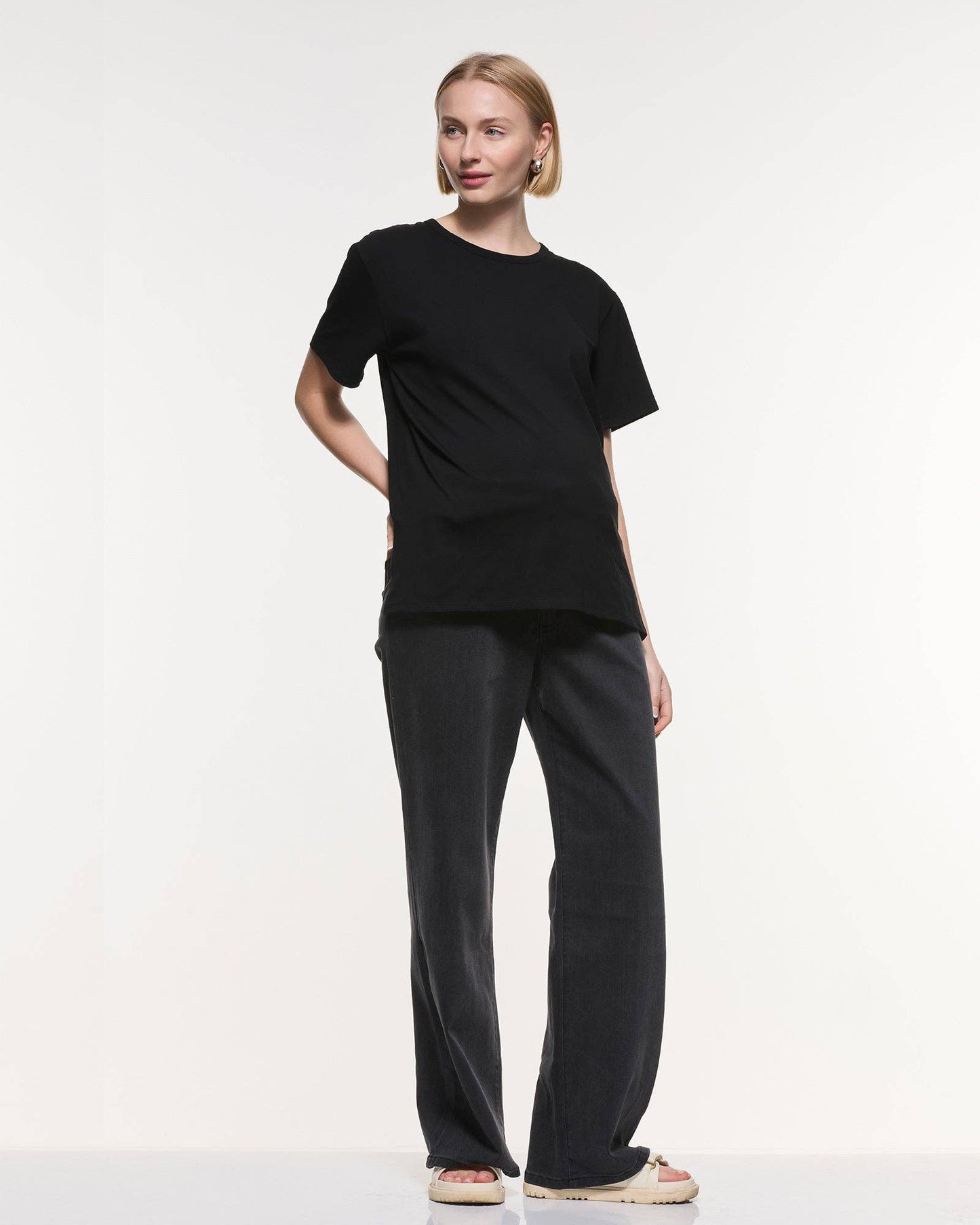 Soon Maternity - Relaxed Wide Leg Jeans - Black