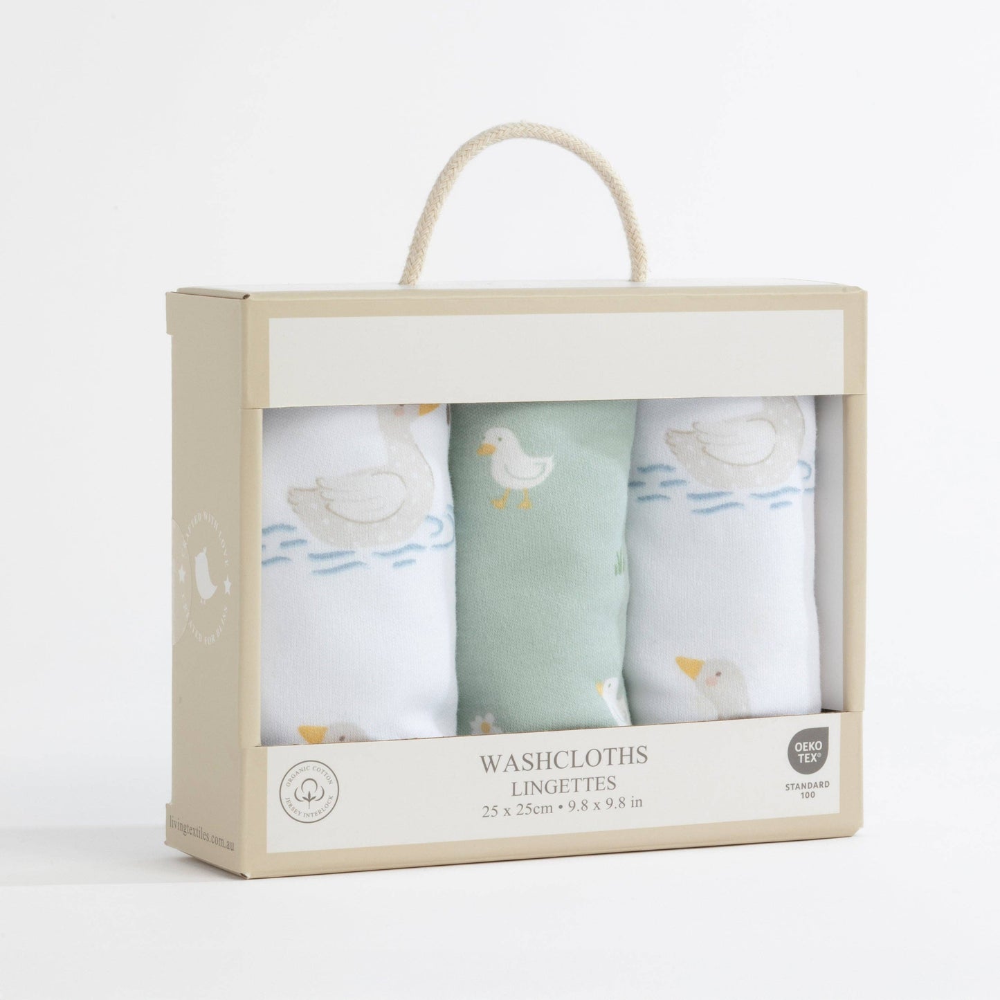Living Textiles - 3 Pack Wash cloths - Goosey Goosey