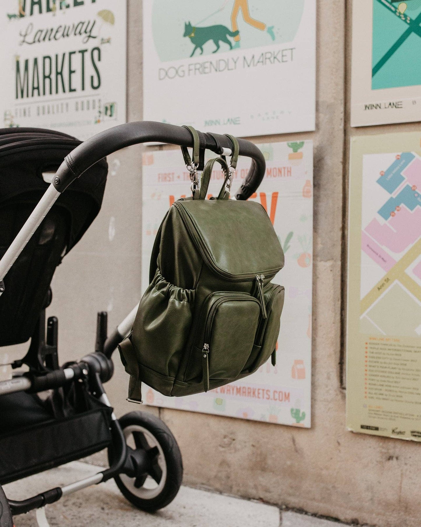 OiOi - Signature Nappy Backpack - Olive Vegan Leather