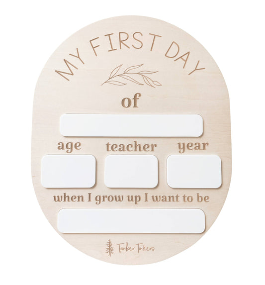 Timber Tinkers - Oval First Day of School Board
