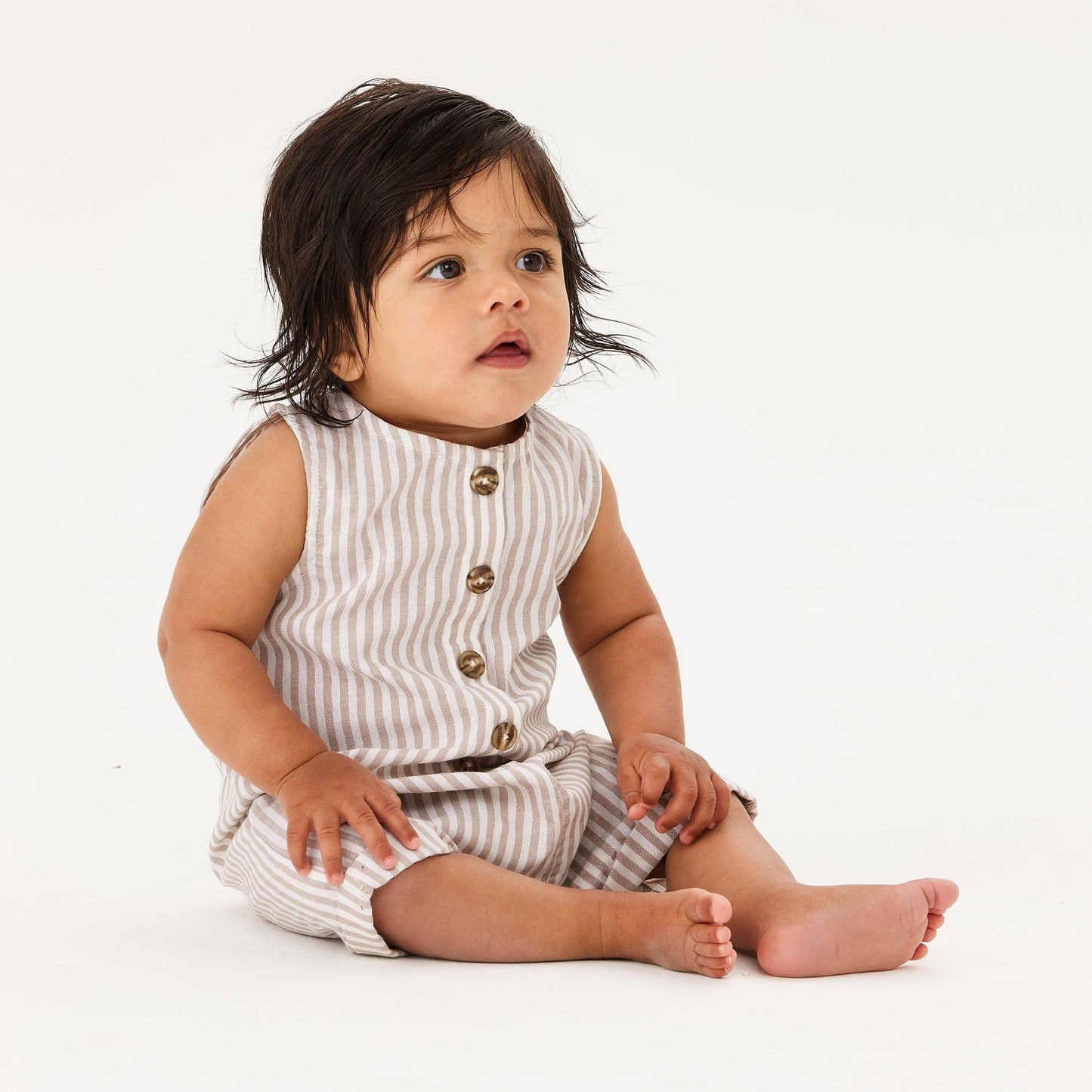 Kynd Baby - Slouchy Sleeveless Shortall - Sandstone Stripe