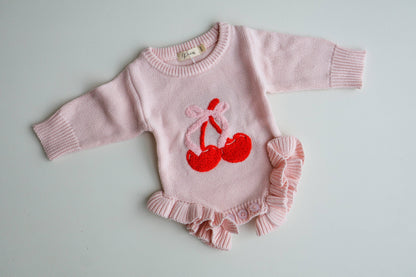Petite + Co - CHERRY BOW FRILL ROMPER