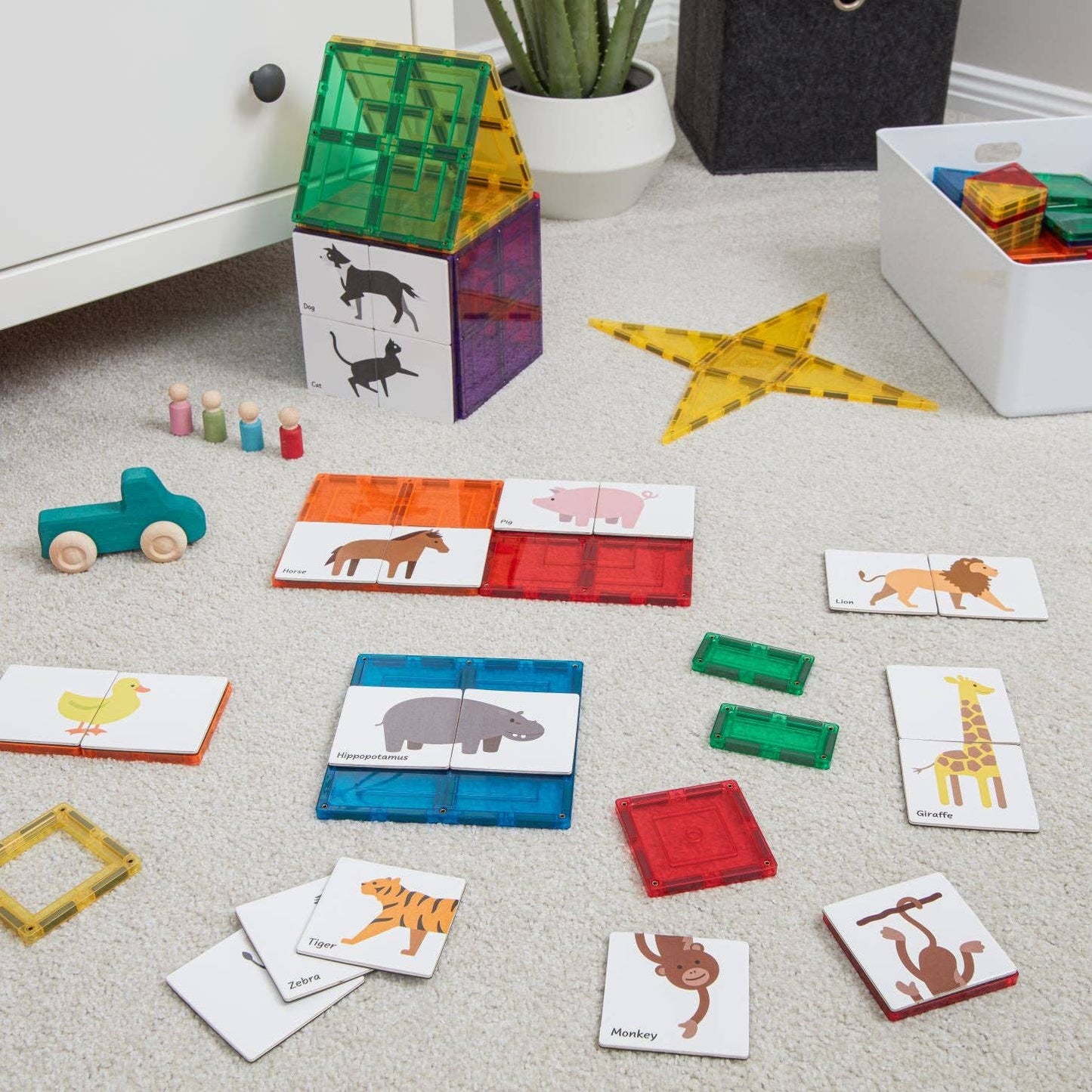 Learn and Grow Toys - Learn & Grow Magnetic Tile Topper - Duo Animal Puzzle Pack