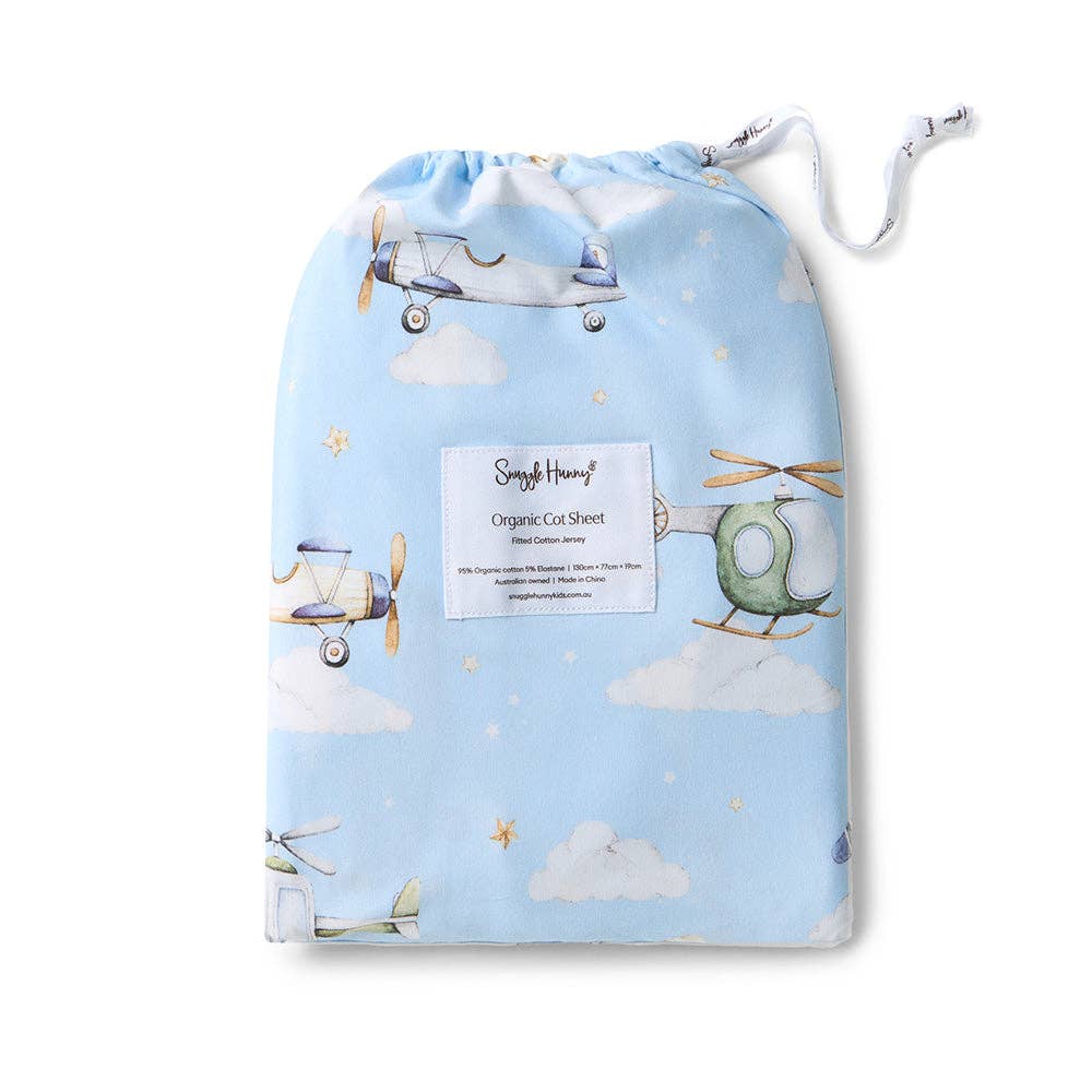 Snuggle Hunny - Taking Flight Organic Fitted Cot Sheet