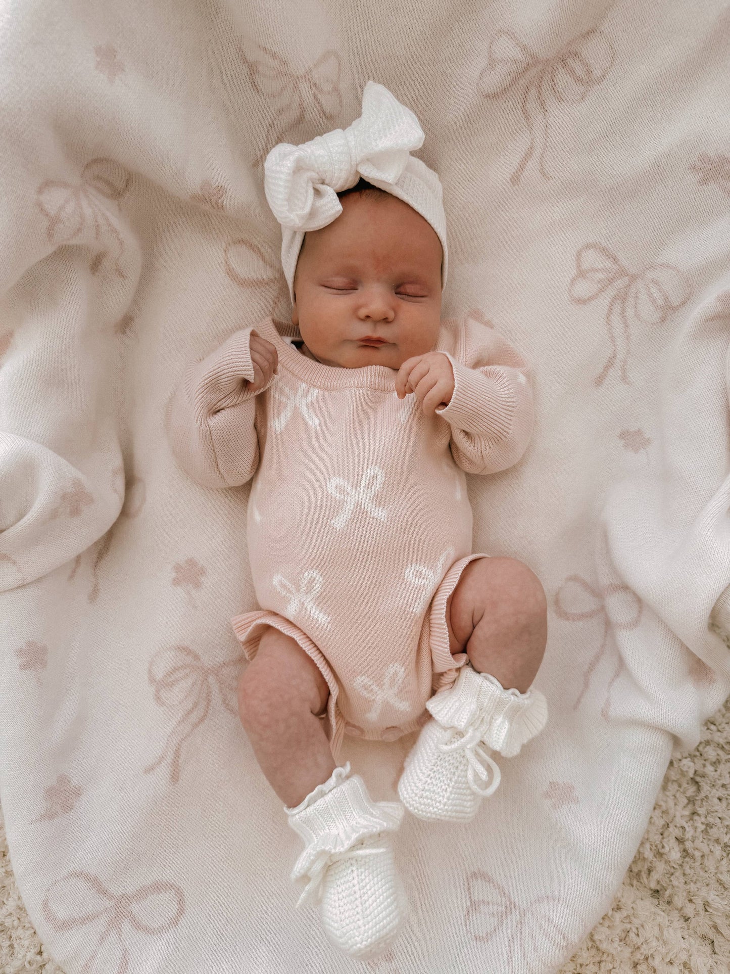 Petite + Co - FRILL ROMPER | BABY PINK + MILK BOWS