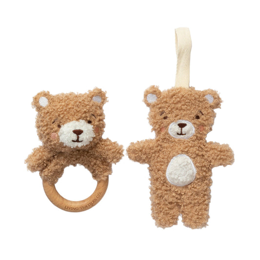 Living Textiles - Teething Ring & Dummy Chain Gift Set - Cuddly Bear
