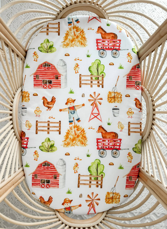 Savannah and Three - Farmyard Friends Bassinet Sheet